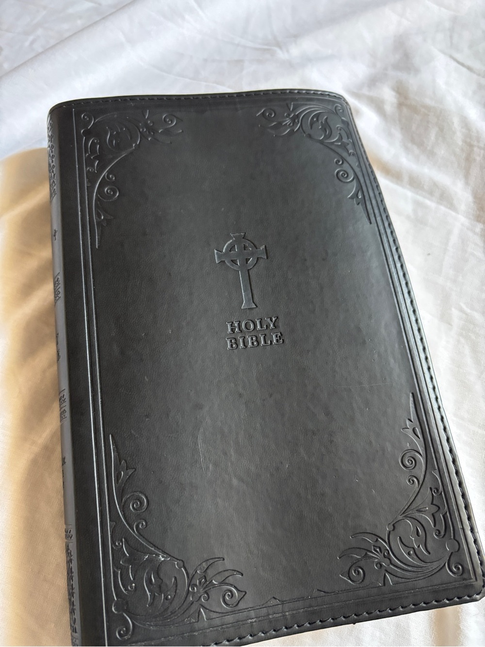 ¡SOLD! DO NOT PURCHASE! Black Embossed Holy Bible with Cross